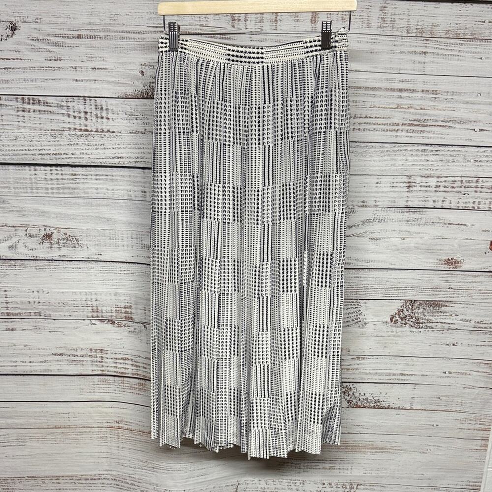 James Kenrob Vintage Accordian Pleat Midi Skirt Size 6 White Blue